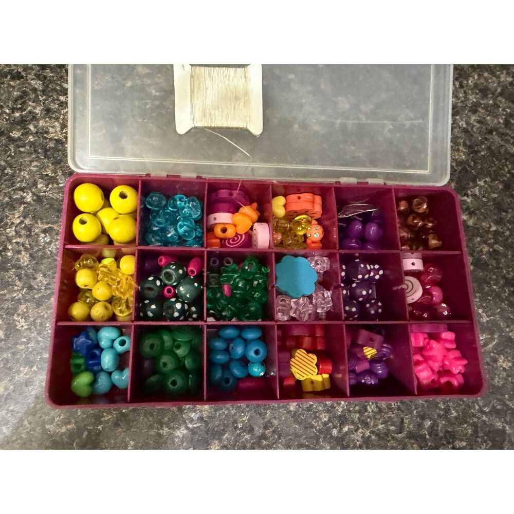 Multicolor Assorted Craft Beads Jewelry Making Kit Organizer Box With Thread